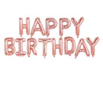 Гірлянда надувна Happy Birthday рожеве золото 13-27 фото