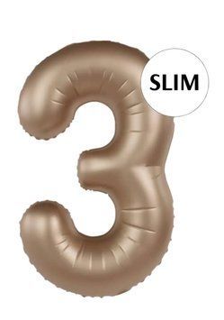 Фольгована кулька Slim цифра 3 бронза 100 см 08-27 фото