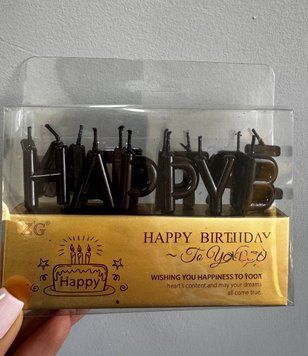 Свічки на торт Happy Birthday чорні 16-08 фото