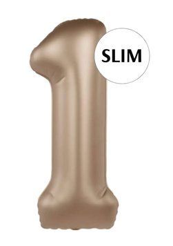 Фольгована кулька Slim цифра 1 бронза 100 см 08-29 фото