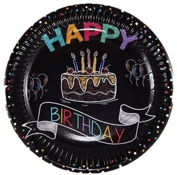 Тарілочки святкові Happy Birthday, 10шт 20-04 фото