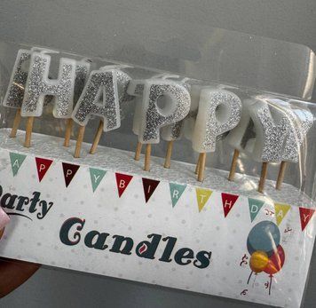Свічки на торт Happy Birthday срібло 16-11 16-11 фото