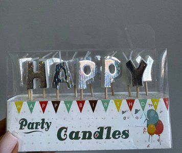 Свічки на торт Happy Birthday срібло 16-12 16-12 фото