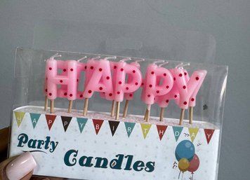 Свічки на торт Happy Birthday рожеві 16-16 16-16 фото