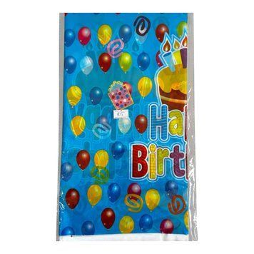 Скатерть на стол Happy Birthday синяя 22-08 фото