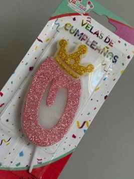 Свічка-цифра для торта 0 з короною рожева 18-71 фото