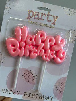 Свічка на торт напис Happy Birthday рожевій 16-25 16-25 фото