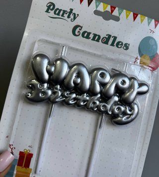 Свічка на торт напис Happy Birthday срібло 16-25 16-24 фото