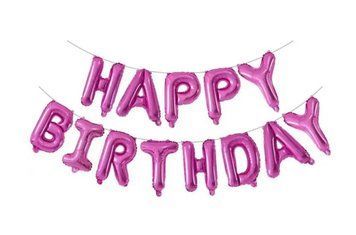 Гірлянда надувна Happy Birthday малинова 17-93 фото