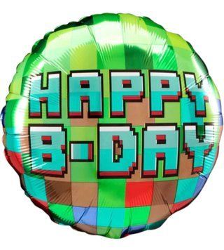 Фольгированный шар Happy B-Day Майнкрафт Mineсraft 16-78 фото