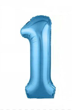 Фольгирована кулька Slim Цифра 1 блакитний 100 см 20-76 фото